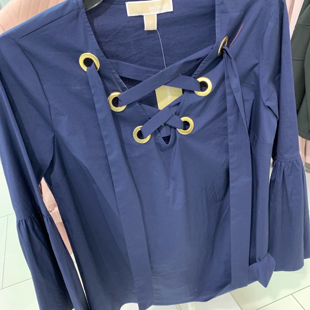 New Michael Kors top, Navy with gold hardware!